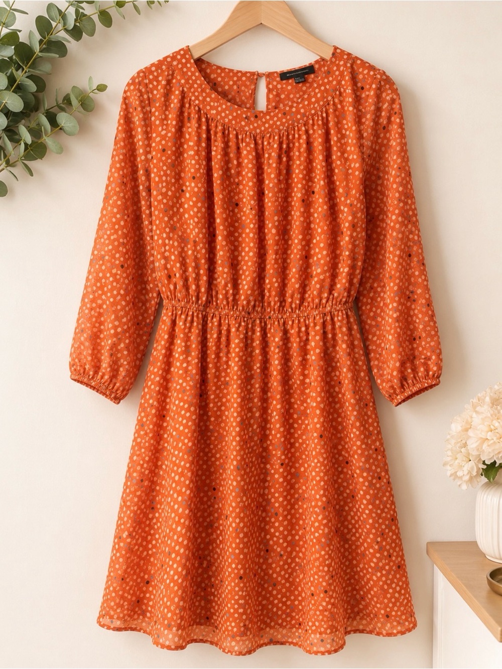 Forever 21 Pink Dot Long Sleeve Dress